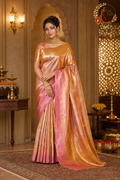 Rose Gold Tissue Silk Banarasi Saree