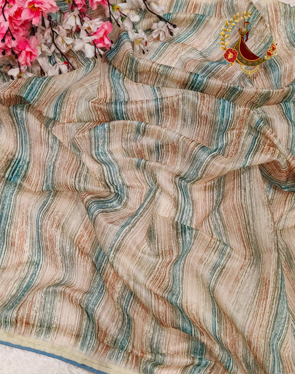 Striped cotton silk blouse piece supplied with the saree